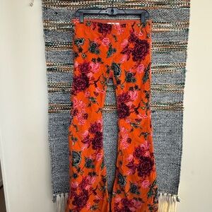 We The Free Orange Floral Boot Cut Pants